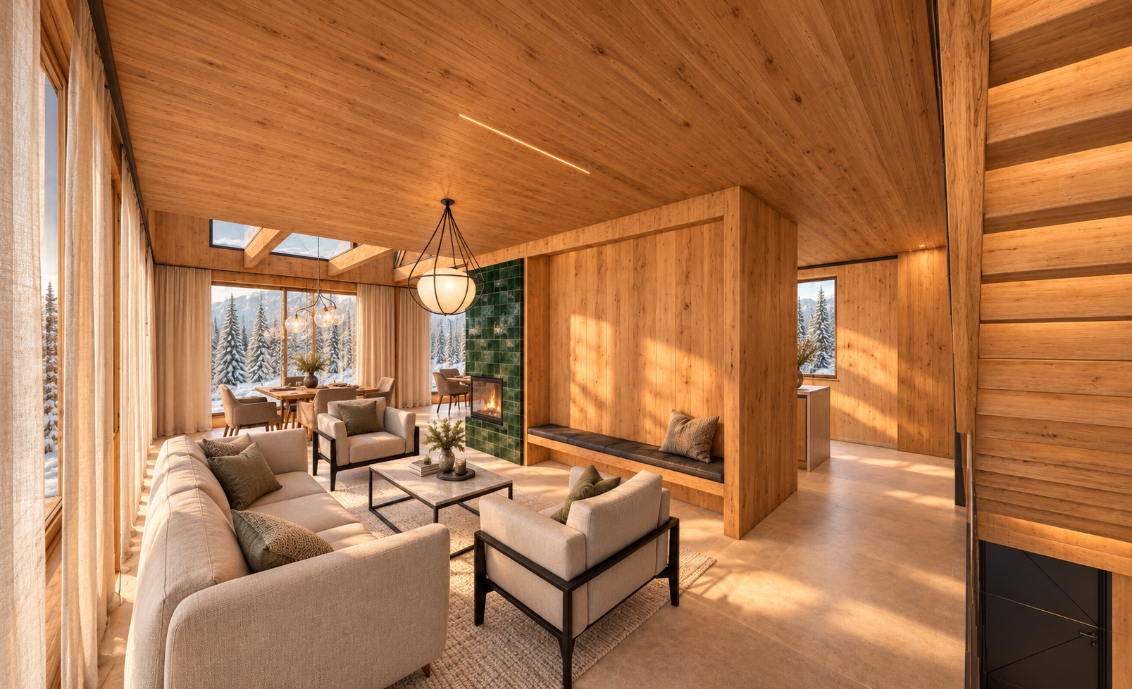 The fireside lounge architectural rendering