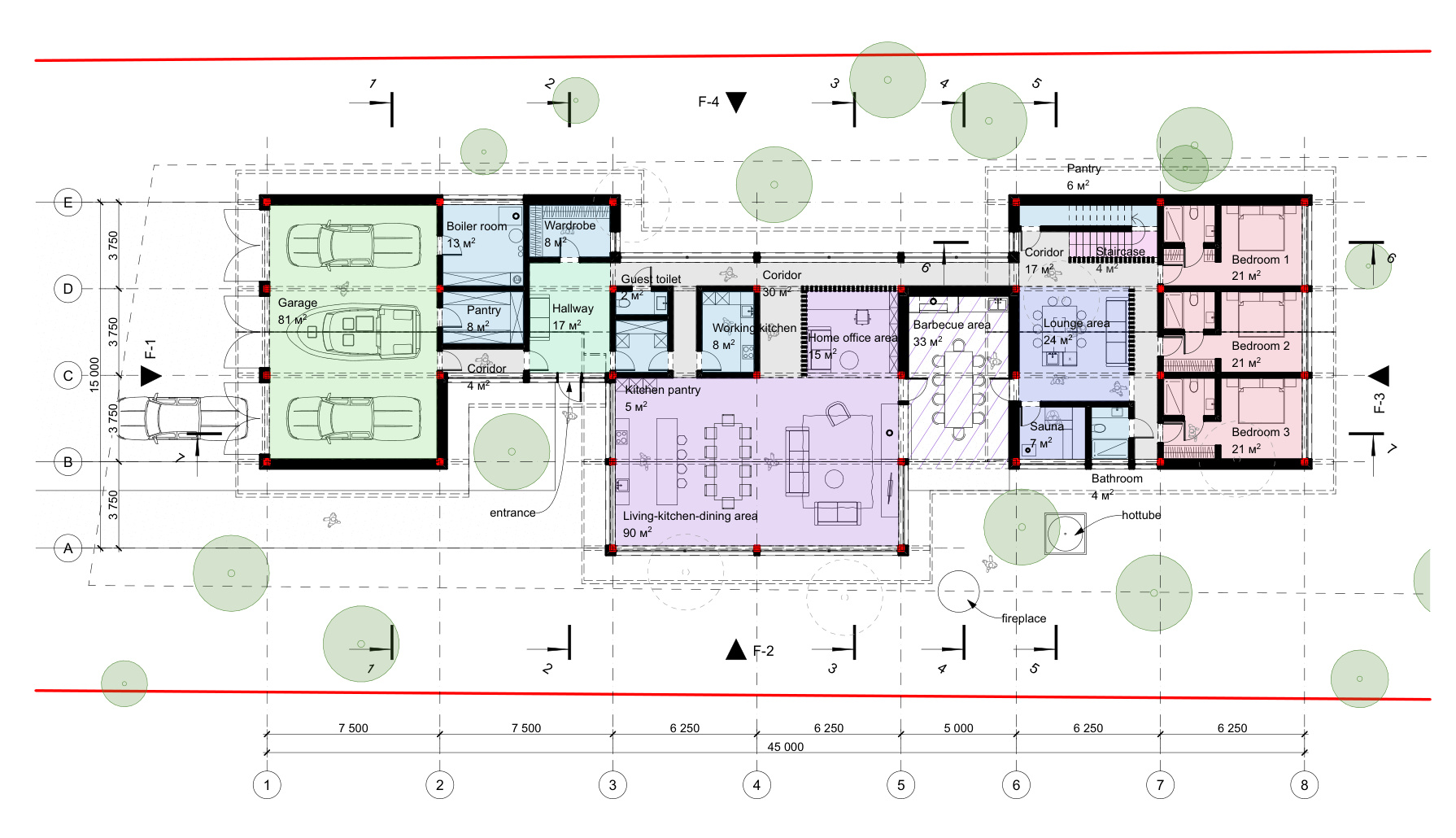 Main level architectural floor plan